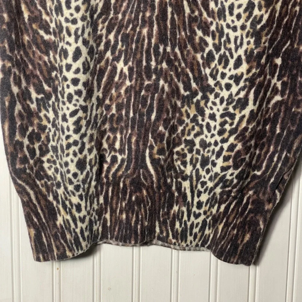 Y2K JCrew Fitted Cheetah Print 100% Merino Wool Leopard Print 2000s Sweater - S